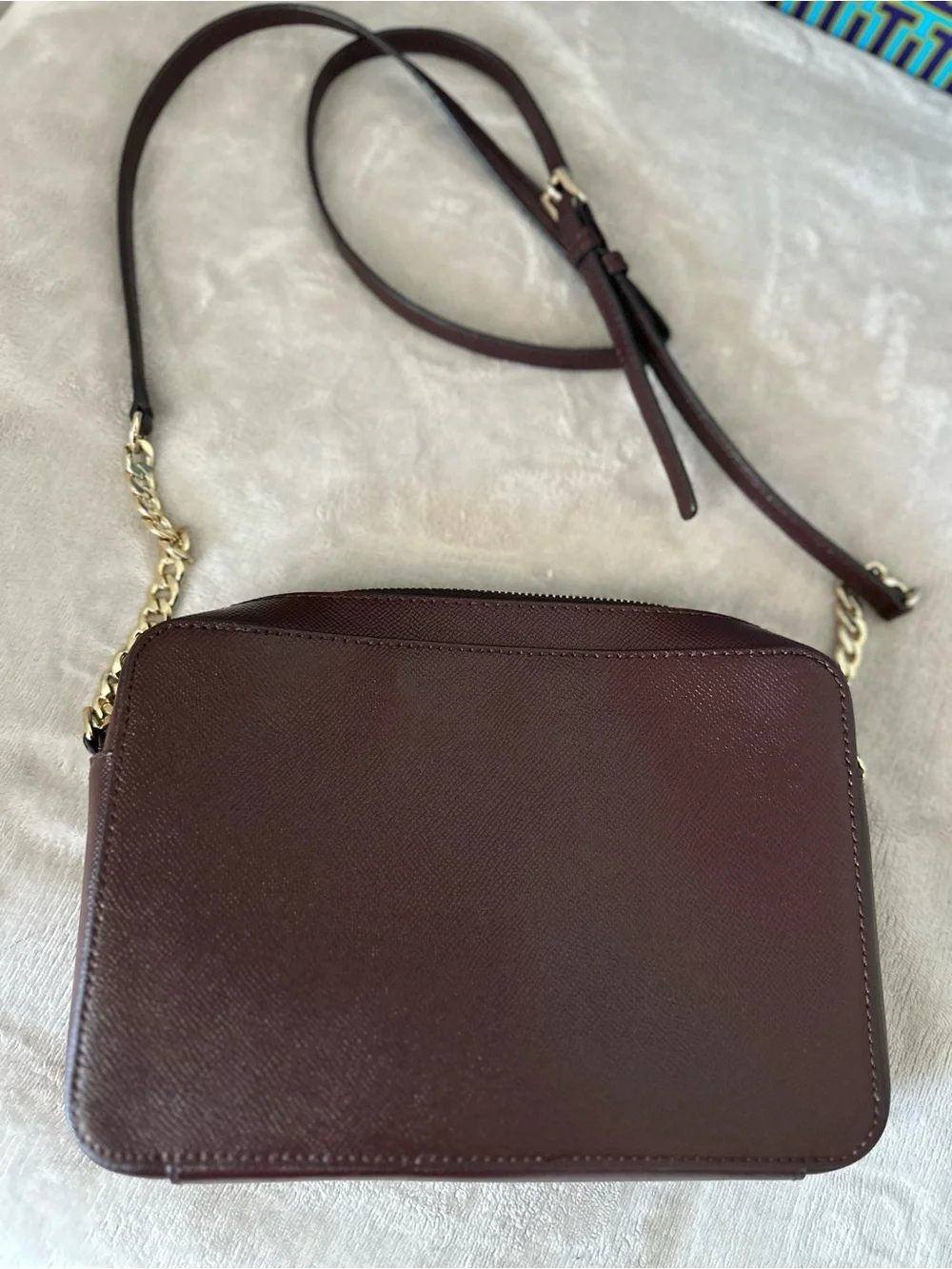 Michael Kors Maroon Leather Crossbody with Gold Hardware